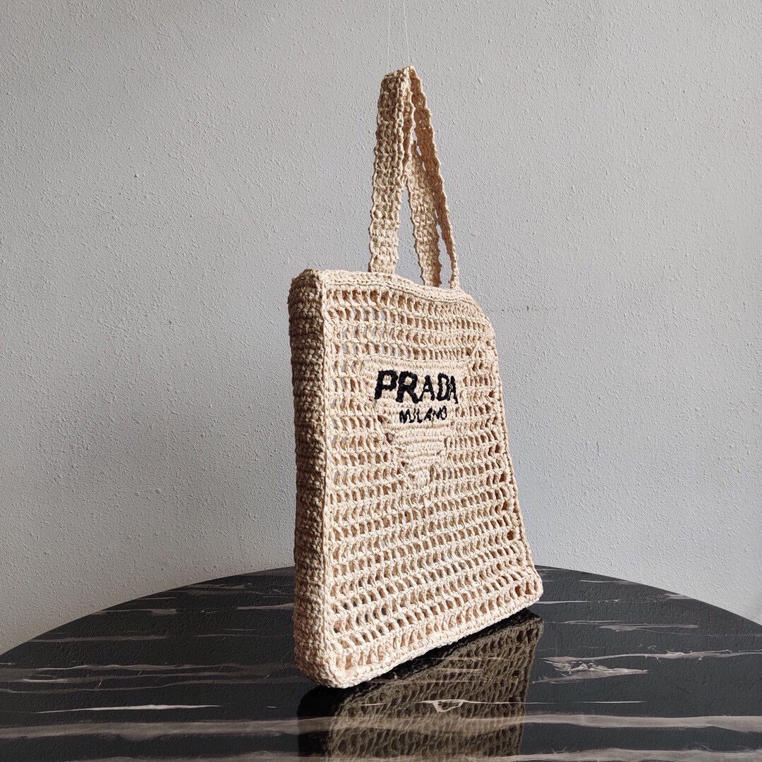 Prada Crochet Bag Tote Natural 1BG393